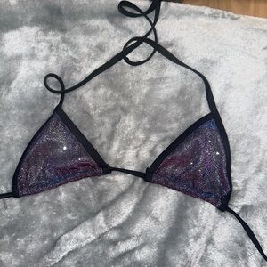 Elegant Black and Purple Women's Halter Bralette